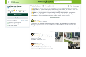 Graphic showing the official 4.8 Star Customer Rating for Replica Furniture on Google and ProductReview.com.au.