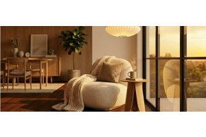 A cozy winter morning in a beautifully styled Australian home, showcasing premium, in-stock living room furniture and layered textures.