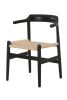 Black Hans Wegner PP68 Chair with Natural Cord Seat - Replica 