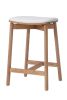 Emilie Timber Kitchen Stool - White Leather Seat and Natural Frame