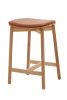 Emilie Timber Kitchen Stool - Natural with Tan Leather Seat
