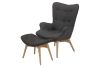 Premium Replica Grant Featherston Chair and Ottoman - Grey with Natural Legs