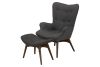 Premium Replica Grant Featherston Chair and Ottoman - Walnut and Grey