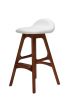 Replica Buch Bar Stool 66cm - White Leather and Mid Walnut