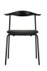 Replica CH88 Stacking Dining Chair - Black Frame with Soft Pad