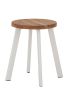 Replica Deja-vu Low Stool - White with Wood Seat