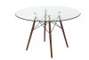 Replica Charles Eames Glass Dining Table 120cm - Walnut Legs