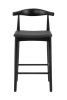 Replica Hans Wegner Elbow Kitchen Stool - Black Frame with Black Seat