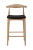 Replica Hans Wegner Elbow Kitchen Stool - Natural Frame with Black Seat