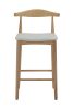 Replica Hans Wegner Elbow Kitchen Stool - Natural Frame with White Seat