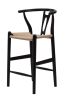 Replica Hans Wegner Wishbone Stool Black with Natural Cord