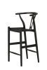 Replica Wishbone Counter Stool - Black Frame with Black Cord Seat