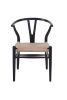 Replica Hans Wegner Wishbone Chair Black with Natural Cord