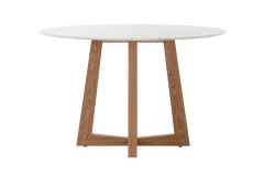 Replica Brad Ascalon Round Dining Table - 120 cm White Marble and Timber