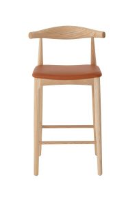 Replica Hans Wegner Elbow Kitchen Stool - Natural Frame with Tan Seat