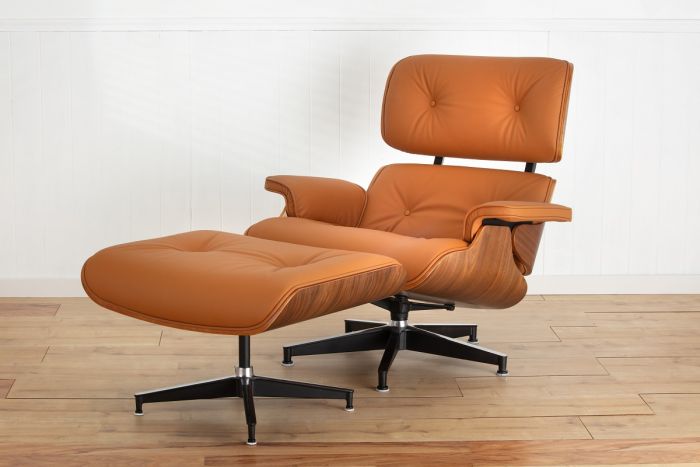 Replica Charles Eames Lounge Tan Leather and Walnut