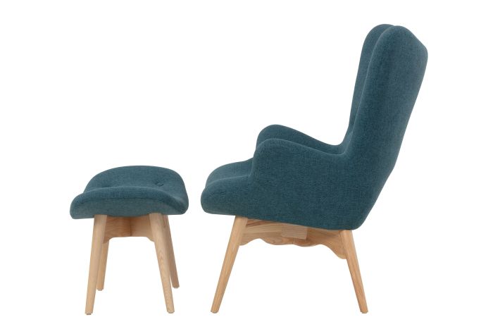 Premium Grant Featherston Chair and Ottoman Teal And Ash Replica Australian designed