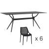 Black Outdoor Dining Package: Furnlink Air Table 180 cm  with 6 x Ozone Chairs
