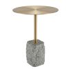 Pravina Collection: Kelvin Faceted Granite Side Table – Brushed Gold
