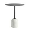 Pravina Side Table – White Carrara Marble & Brushed Black Metal