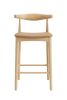 Replica Hans Wegner Elbow Kitchen Stool 65 cm - Natural Frame with Latte Seat