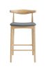 Replica Hans Wegner Elbow Kitchen Stool 65 cm - Natural Frame with Slate Grey Seat