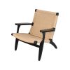 Replica CH25 Lounge Chair by Hans Wegner - Black Timber Frame with Natural Cord