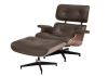 Replica Charles Eames Lounge and Ottoman (Walnut and Dark Brown Italian Leather)