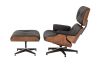 Replica Tall Charles Eames Lounge and Ottoman - Walnut, Black Italian Leather