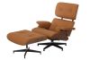 Replica Tall Charles Eames Lounge and Ottoman Walnut - Tan Italian Leather