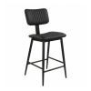 Retro Victoria Vintage Black Upholstered Kitchen Counter Stool - 66cm
