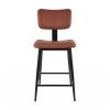 Retro Victoria Vintage Brown Upholstered Kitchen Counter Stool - 66cm