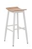 Robusta Metal Cafe Stool 75 cm Seat - White Frame with Oak Seat ** Only 2 Left in Stock **