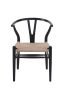 Replica Hans Wegner Wishbone Chair Black with Natural Cord Seat