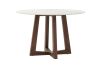Zodiac Scandinavian Round Dining Table - 120 cm White Carrara Marble and Walnut