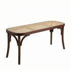 Bentwood Timber Bench Seat – Walnut Frame with Natural Cane Seat