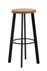 Replica Deja-vu Bar Stool 75cm - Black with Wood Seat