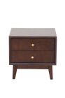 Delta 2 Drawer Bedside Table Walnut with Brass Handles