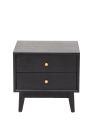 Delta 2 Drawer Bedside Table Black with Brass Handles