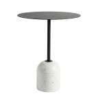 Pravina Side Table – White Carrara Marble & Brushed Black Metal