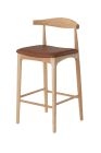Replica Hans Wegner Elbow Kitchen Stool - Natural Frame with Chocolate Seat