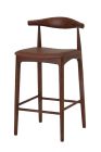 Replica Hans Wegner Elbow Kitchen Stool 65 cm - Dark Walnut & Chocolate Seat