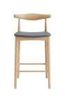 Replica Hans Wegner Elbow Kitchen Stool 65 cm - Natural Frame with Slate Grey Seat