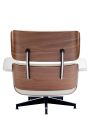 Replica Charles Eames Lounge and Ottoman (Walnut and White Leather)