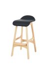 Replica Erik Buch Bar Stool 65cm in Black Leather and Timber