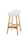 Replica Erik Buch Bar Stool 68 cm in White Leather and Timber