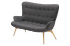 Replica Featherston Sofa R161 Grey with Walnut Legs 