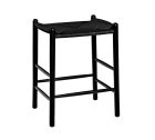Replica J83 Kitchen Stool - Black Timber Frame and Black Cord Seat