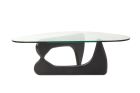 Replica Noguchi Coffee Table Black Timber Base with Clear Glass Top
