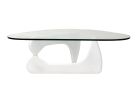 Replica Noguchi Coffee Table with Glass Top and White Timber Base